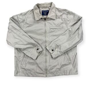 Levi Strauss Signature Bomber Jacket Mens Large Beige Full Zip Canvas Field Coat
